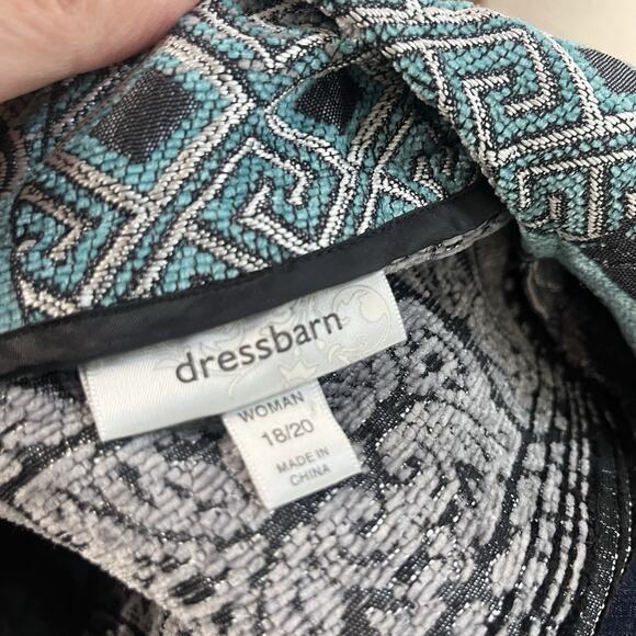 Dressbarn Open Front Blazer Jacket Plus size 18 20 Blue Silver Black Tapestry - Picture 10 of 10